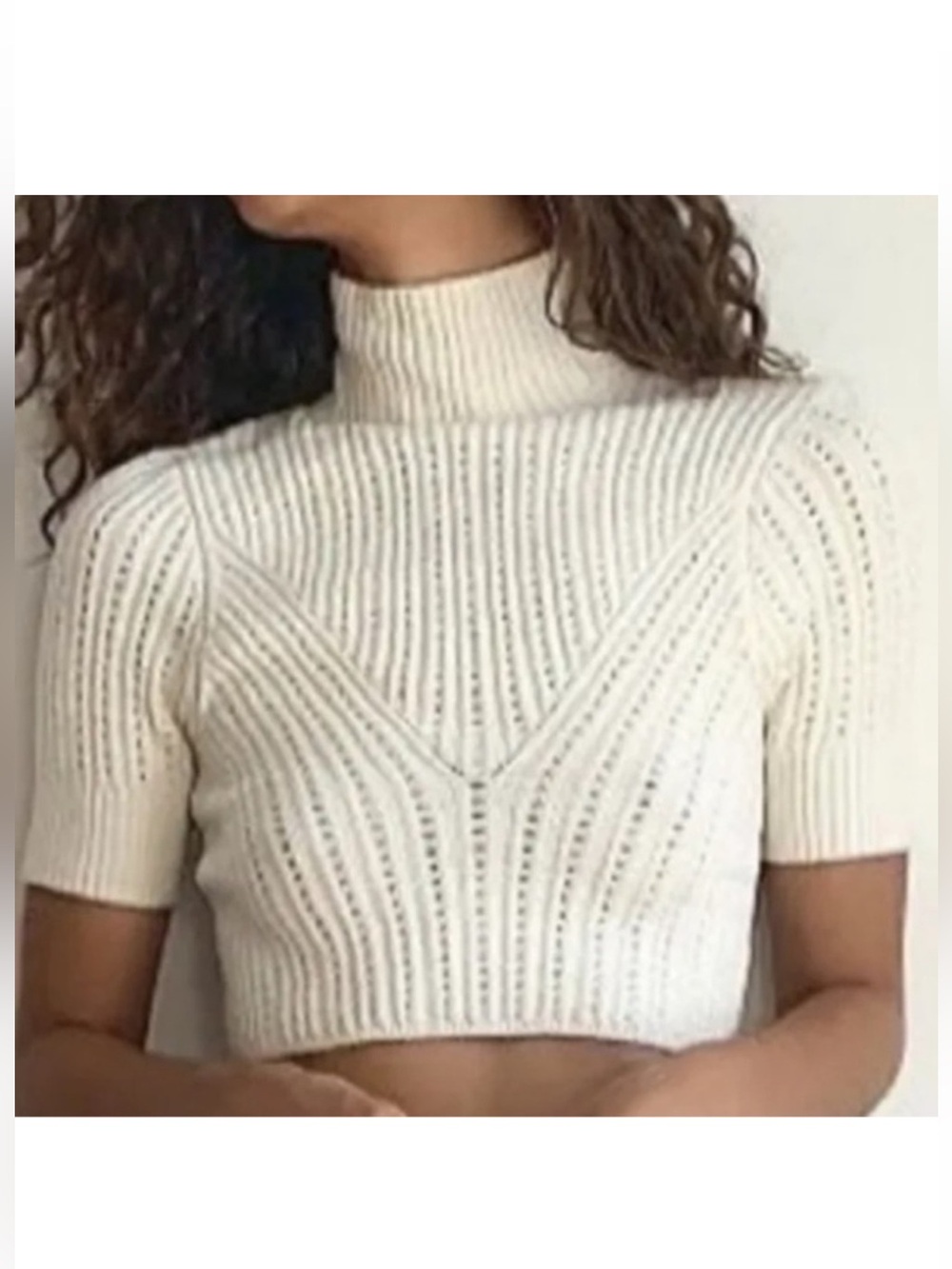 Free People Carly Swift Cropped Short Sleeve Sweater Size S